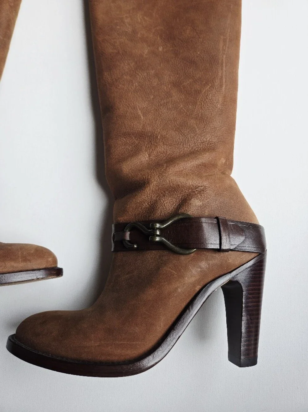 Cole Haan NikeAir Tantivy Brown Leather Knee High Heel Boots Women's Size 7
